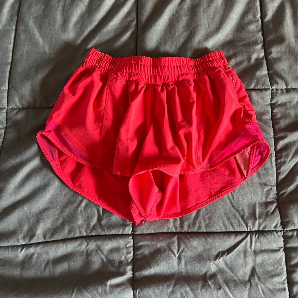 Pink Lululemon Hotty Hot Running Shorts